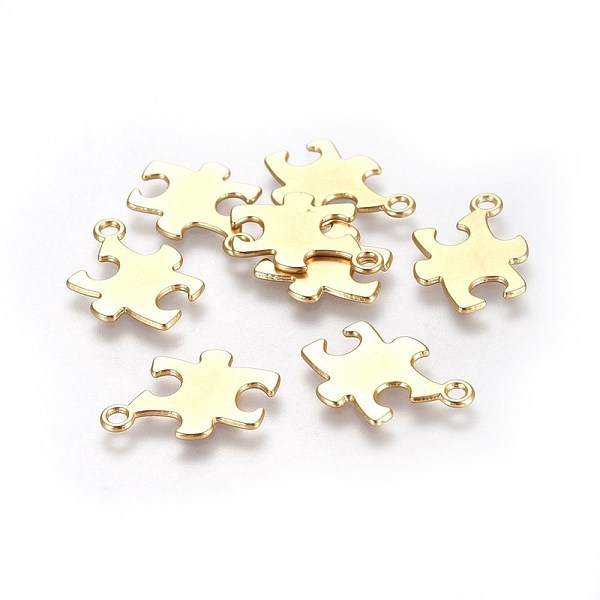 PandaHall Alloy Pendants, Puzzle Piece, Puzzle Autism Symbol, Lead Free & Nickel Free & Cadmium Free, Real 18K Gold Plated, Matte Gold Color...