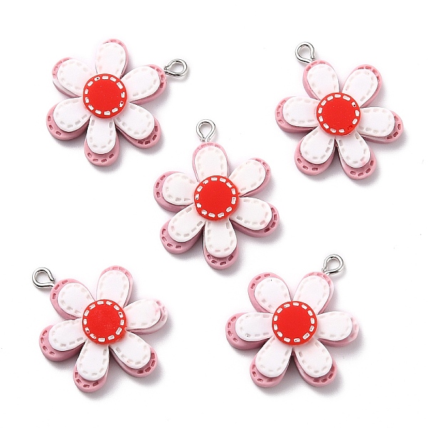 

PandaHall Resin Pendants, with Platinum Iron Peg Bail, Flower, Red, 30.5x23x6mm, Hole: 2mm Resin Flower Red