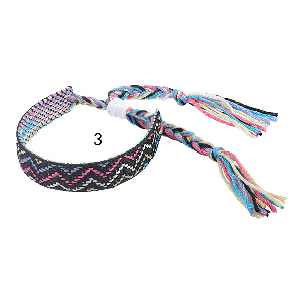 

PandaHall Cotton Braided Wave Pattern Cord Bracelet, Ethnic Tribal Adjustable Brazilian Bracelet for Women, Black, 5-1/2~10-5/8 inch...