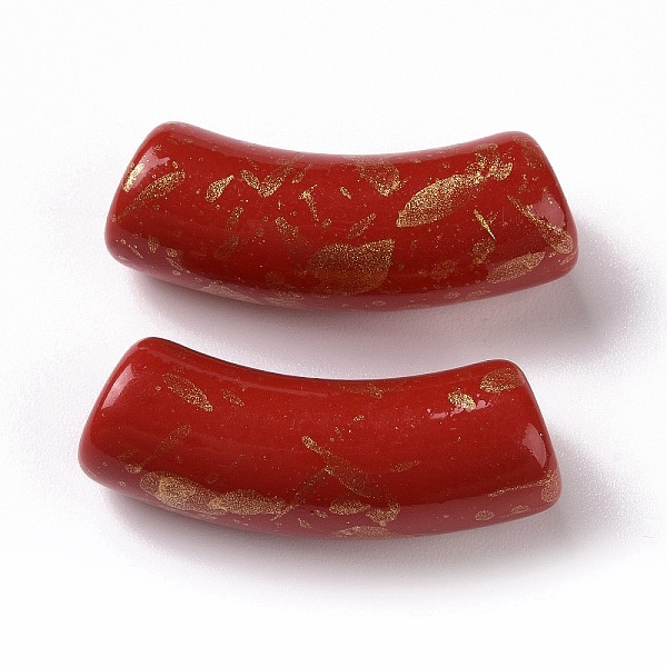 

PandaHall Opaque Acrylic Beads, with Glitter Powder, Curved Tube, FireBrick, 34.5x13.5x11.5mm, Hole: 3.1mm Acrylic Tube Red