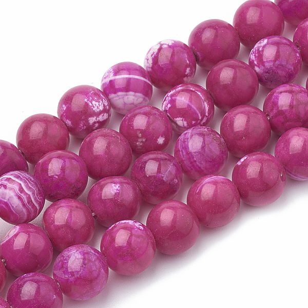

PandaHall Dyed Natural Crackle Agate Beads Strands, Round, Fuchsia, 10~11mm, Hole: 1mm, about 38pcs/strand, 15.1 inch Crackle Agate Round..., Pink