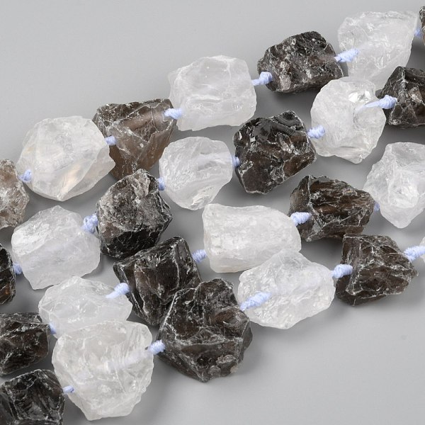 

PandaHall Rough Raw Natural Quartz Crystal and Smoky Quartz Beads Strands, Nuggets, 15~27x16~29mm, Hole: 1.5mm, about 16pcs/strand...