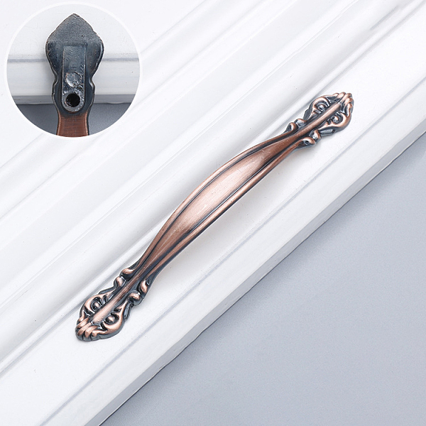 

PandaHall Retro Alloy Drawer Pull Bow Handles, Cabinet Pulls Handles for Drawer, Doorknob Accessories, Red Copper, 145x19.5x20mm, Hole...