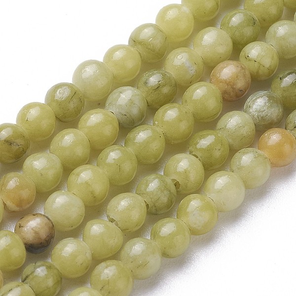 

PandaHall Natural Chinese Jade/Southern Jade Beads Strands, Round, 4mm, Hole: 1mm, about 90pcs/strand, 15.4 inch Chinese Jade Round Green