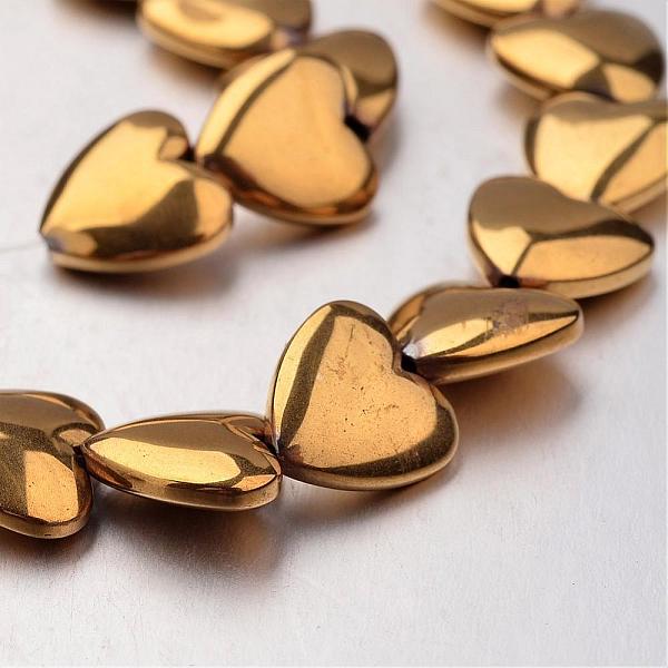 

PandaHall Electroplate Non-magnetic Synthetic Hematite Bead Strands, Heart, Golden Plated, 12x12x4mm, Hole: 1mm, about 38pcs/strand, 15.7...