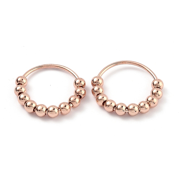 

PandaHall Brass Finger Ring, with Round Beads, Rose Gold, US Size 4 1/4(15mm) Brass
