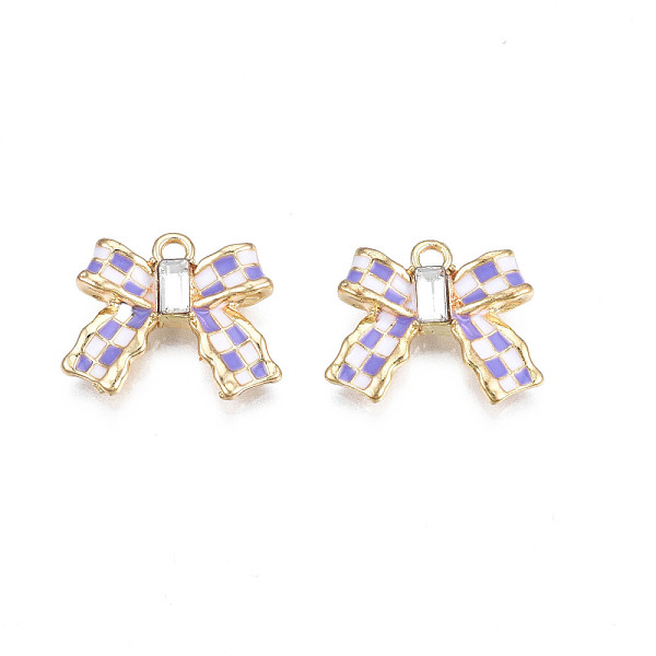 

PandaHall Rack Plating Alloy Pendants, with Enamel, Cadmium Free & Lead Free, Bowknot, Mauve, 16x19x4mm, Hole: 1.8mm Alloy+Enamel Bowknot..., Purple