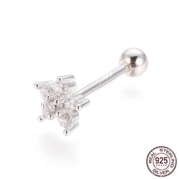 

PandaHall Rhodium Plated 925 Sterling Silver Barbell Cartilage Earrings, Screw Back Earrings, with Micro Pave Clear Cubic Zirconia, with 925...