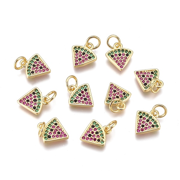 

PandaHall Brass Micro Pave Cubic Zirconia Charms, Long-Lasting Plated, Sector, Colorful, Golden, 11x10x1.8mm, Hole: 3mm, Jump Ring: 5x1mm...