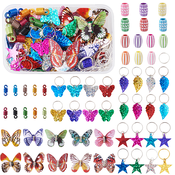 

PandaHall DIY Hair Accessories Kits, with Plastic Beads, Iron Open Jump Rings, Aluminum Wire Hair Coil Cuffs, Hair Coil Cuffs and..., Multicolor