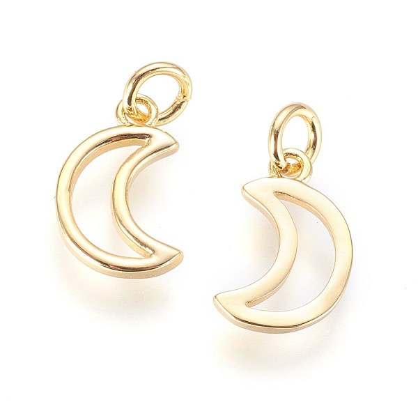 

PandaHall Brass Charms, with Jump Ring, Moon, Golden, 13x9x1.5mm, Hole: 3mm Brass Moon