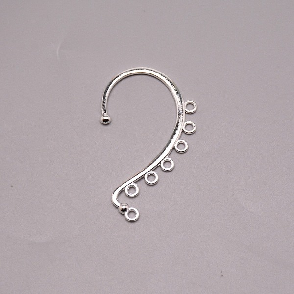 

PandaHall Alloy Ear Cuff Findings, with 7 Loops, Ear Wrap Earring Hooks for Non Piercing Earring Making, Silver, 58x35x2mm, Hole: 2.5mm...