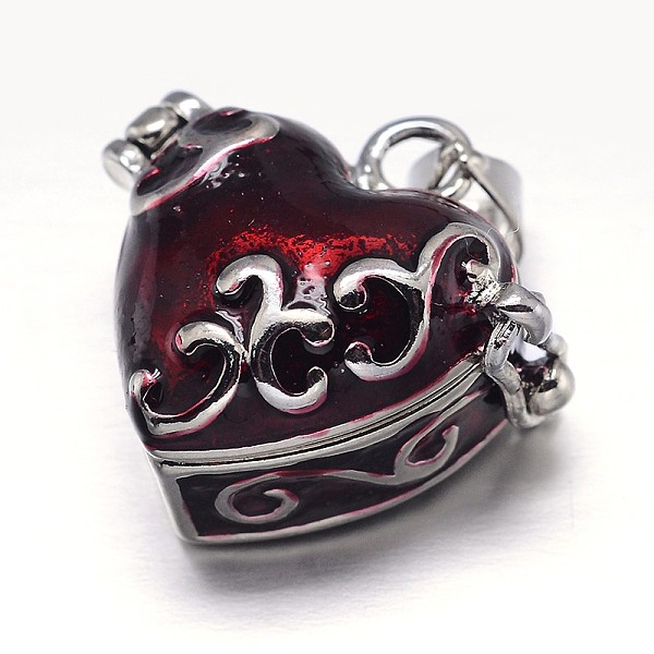 

PandaHall Enamel Heart Rack Plating Brass Prayer Box Pendants, Wish Box, Dark Red, 20x21x12mm, Hole: 5x3mm Brass Heart Red