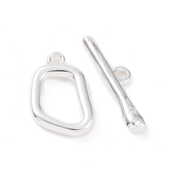 PandaHall Alloy Toggle Clasps, Irregular Shape, Matte Silver Color, Ring: 17x12x2.5mm, Bar: 6x21.5x2mm, Hole: 1.4mm Alloy Others