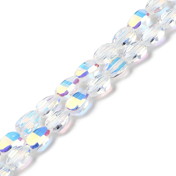 

PandaHall Transparent Electroplate Glass Beads Strands, AB Color Plated, Faceted, Teardrop, Clear AB, 9x6.2x5mm, Hole: 1.2mm, about..., White