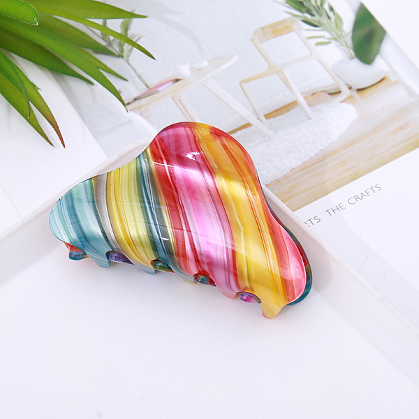 

PandaHall Rainbow Color Cloud Cellulose Acetate(Resin) Shark Hair Clips, Claw Hair Clips for Women, Colorful, 85x45x50mm Cellulose Acetate