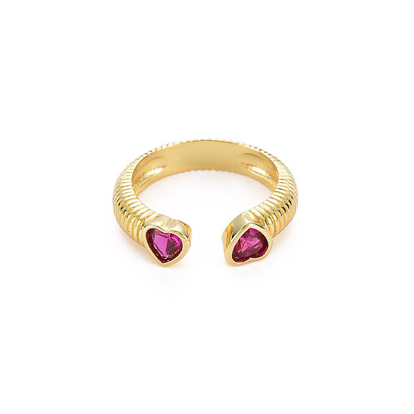 

PandaHall Brass Micro Pave Cubic Zirconia Cuff Rings, Open Rings for Women, Cadmium Free & Nickel Free & Lead Free, Heart, Real 18K Gold..., Multicolor