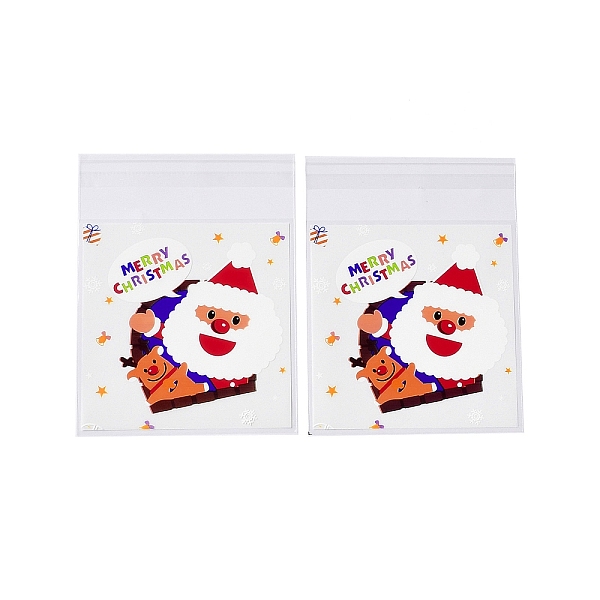 PandaHall Christmas Theme Plastic Bakeware Bag, with Self-adhesive, for Chocolate, Candy, Cookies, Square, Dark Orange, 130x100x0.2mm, about...
