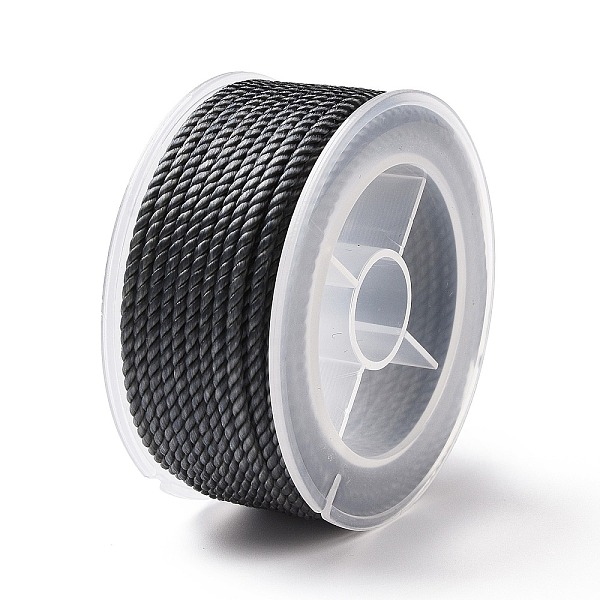 

PandaHall Round Nylon Cords, Milan Cords/Twisted Cords, Dark Gray, 2.5mm, about 10.93 yards(10m)/roll Nylon Gray