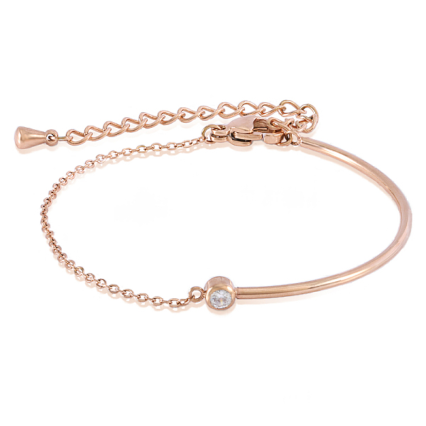 

PandaHall Clear Cubic Zirconia Bracelet Adjustable Curved Bar Link Bracelet Classic Tennis Bracelet Charms Jewelry Gifts for Women, Rose...
