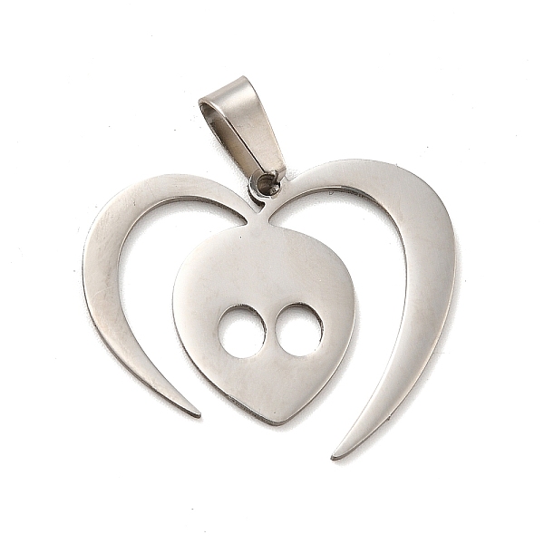 

PandaHall 201 Stainless Steel Pendants, Heart with Skull, Stainless Steel Color, 23x28x1mm, Hole: 4x7mm 201 Stainless Steel Heart