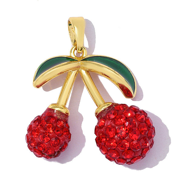 Colgantes de circonita cúbica roja micro pavé de latón