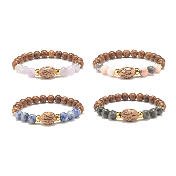 

PandaHall Natural Wenge Wood & Stone Mala Bead Bracelet, Gemstone Stretch Bracelet for Men Women, Inner Diameter: 2-1/4 inch(5.6cm) Mixed..., Multicolor