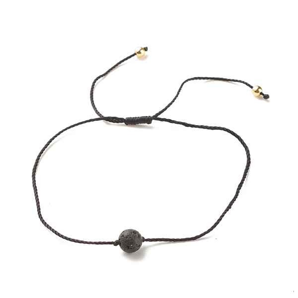 

PandaHall Natural Lava Rock Round Bead Cord Bracelet, Essential Oil Gemstone Adjustable Bracelet for Women, Inner Diameter: 2~3-1/4 inch...