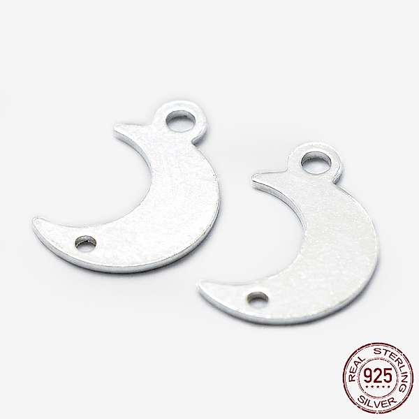 

PandaHall 925 Sterling Silver Links, Moon, with S925 Stamp, Silver, 11x7x0.5mm, Hole: 1mm and 1.5mm Sterling Silver Moon Silver