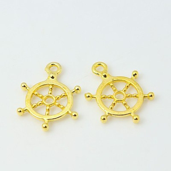 

PandaHall Tibetan Style Alloy Pendants, Rudder/Helm, Golden, Lead Free and Cadmium Free, 21x15.5x2mm, Hole: 2mm, about 800pcs/1000g Alloy...