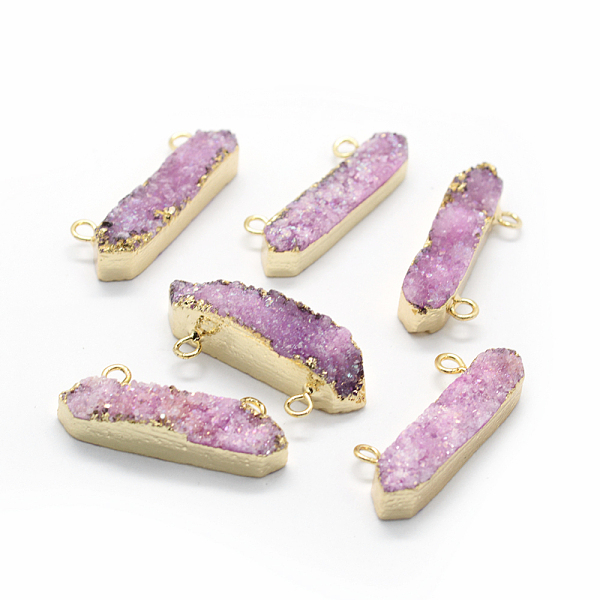 

PandaHall Natural Druzy Quartz Pendants, with Brass Findings, Rectangle, Golden, Pearl Pink, 11~13x32~34x6~14mm, Hole: 2mm Quartz Rectangle...