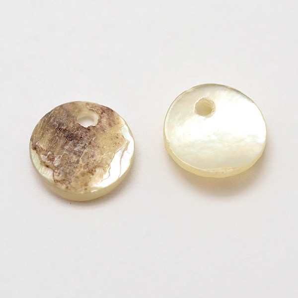 

PandaHall Flat Round Natural Akoya Shell Pendants, Mother of Pearl Shell Pendants, Tan, 6x1mm, Hole: 1mm, about 1440pcs/bag Akoya Shell Flat..., Orange