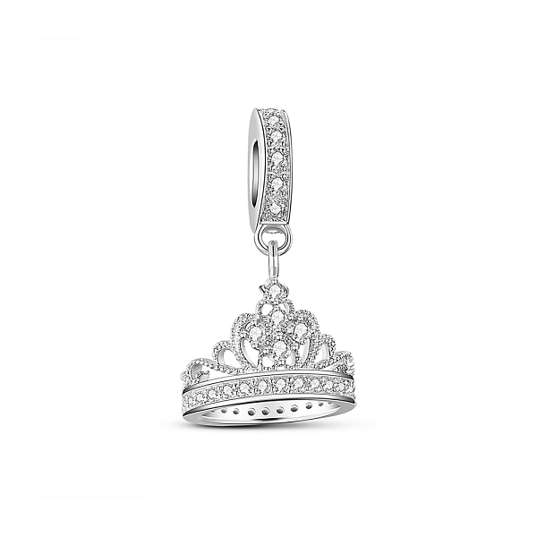 

PandaHall TINYSAND Sterling Silver European Dangle Charms, with Cubic Zirconia, The Crown of Princess, Platinum, Clear, 19.55x11.22x13.77mm...