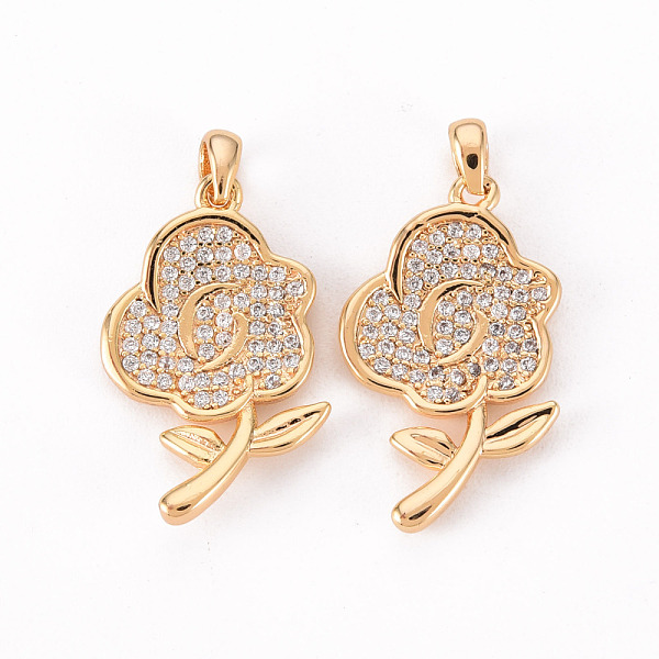 

PandaHall Brass Micro Pave Clear Cubic Zirconia Pendants, Nickel Free, Flower, Real 18K Gold Plated, 26x13x2mm, Hole: 2mm Brass+Cubic...