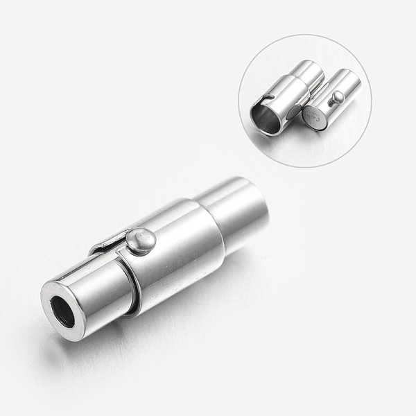 

PandaHall 304 Stainless Steel Locking Tube Magnetic Clasps, Column, Stainless Steel Color, 16.5x5.5mm, Hole: 2mm 304 Stainless Steel Column