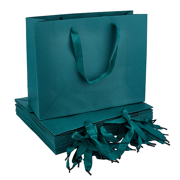 

PandaHall SUPERFINDINGS 12Pcs Large Gift Bag Green Kraft Paper Bags with Ribbon Handle Rectangle Heavy Duty Paper Gift Bags for Shopping...