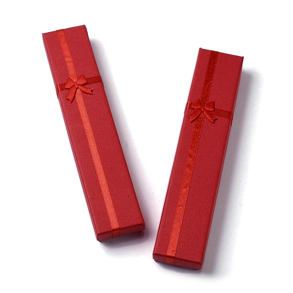 

PandaHall Cardboard Paper Necklace Boxes, Necklace Gift Case with Sponge Inside and Bowknot, Rectangle, FireBrick, 4.1x20x2.45cm Paper..., Red