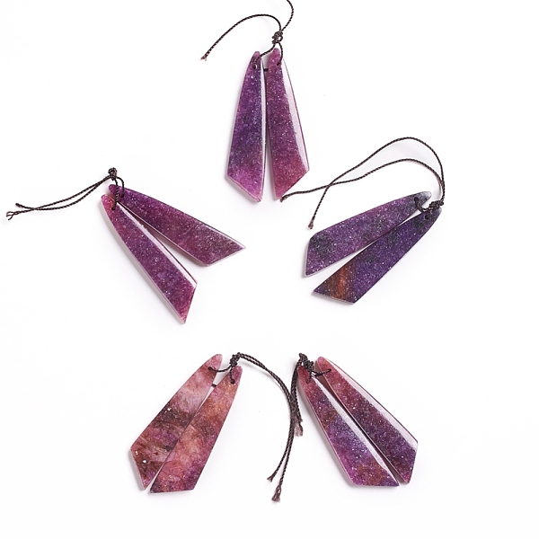 

PandaHall Natural Lepidolite/Purple Mica Stone Pendants, for Jewelry Making, Wing, 43~44.5x10~11x3.5~5mm, Hole: 1.2mm Lepidolite Wing