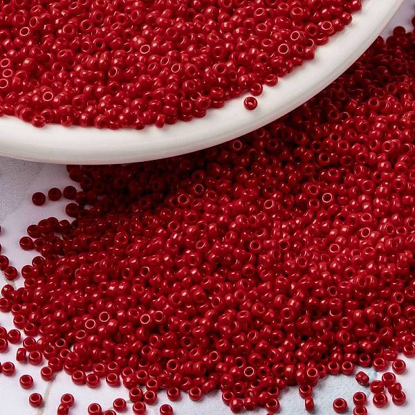 

PandaHall MIYUKI Round Rocailles Beads, Japanese Seed Beads, (RR408) Opaque Red, 15/0, 1.5mm, Hole: 0.7mm, about 27777pcs/50g Glass Red