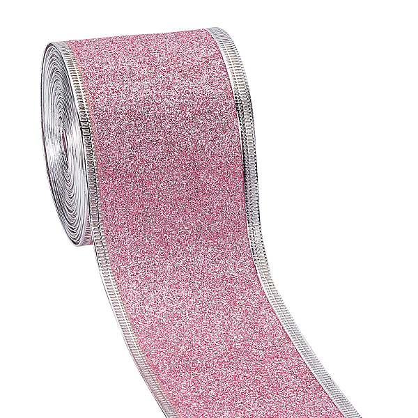 

PandaHall GORGECRAFT 10 Yards Sparkle Ribbon with Wired Edge Glitter Ribbon 2 Inch Pearl Pink Wrapping Gifts & Custom DIY Crafts Decorative...