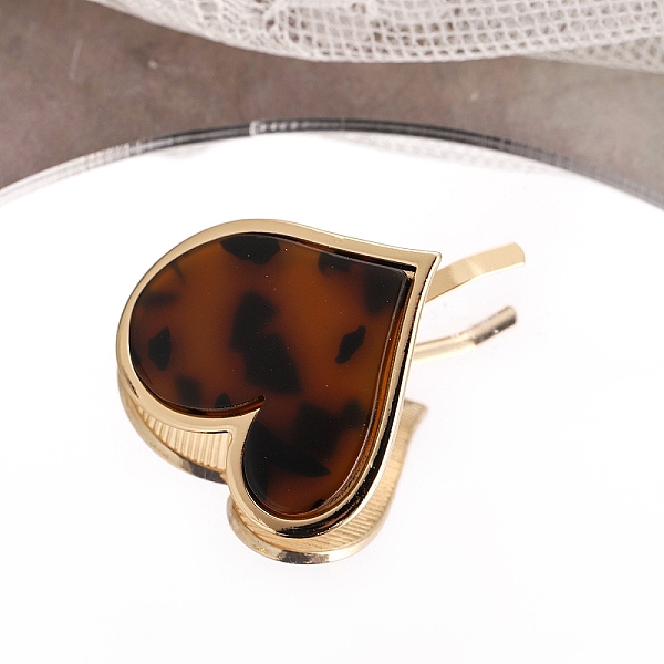

PandaHall Alloy Bobby Pins, with Cellulose Acetate(Resin) Ornament, Ponytail Hook for Women Girls, Heart, Coconut Brown, 45x40mm Cellulose...