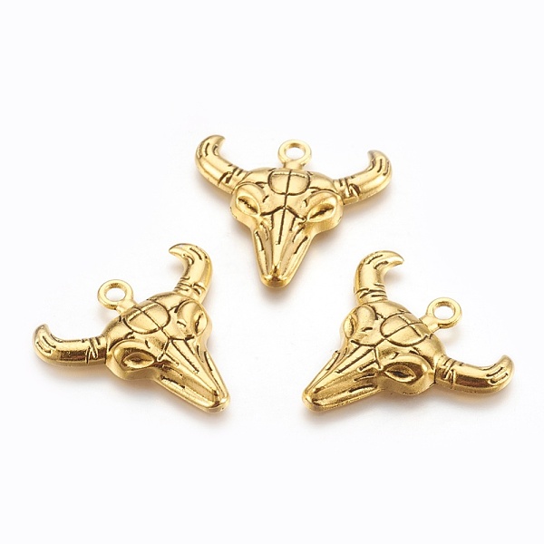 

PandaHall Tibetan Style Alloy Steer Pendants, Longhorn, Lead Free and Cadmium Free, Antique Golden Alloy Cattle
