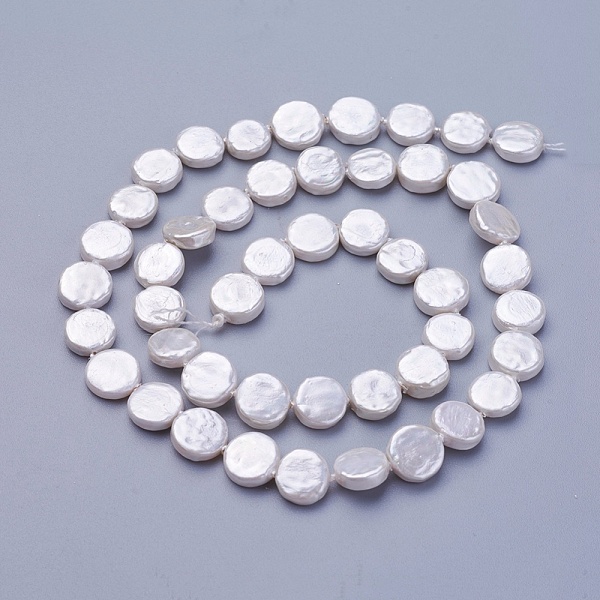 

PandaHall Shell Pearl Beads Strands, Flat Round, Snow, 7.5~8.2x2.2~3.5mm, Hole: 0.5mm, about 42~48pcs/strand, 15.35 inch~15.55 inch..., White