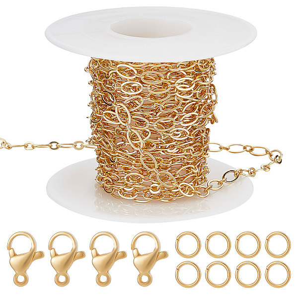 

PandaHall Beebeecraft 5M Oval Link Chains 18K Gold Plated Paperclip Chains for Jewelry Making with 20 Lobster Claw Clasps and 50 Jump Rings...