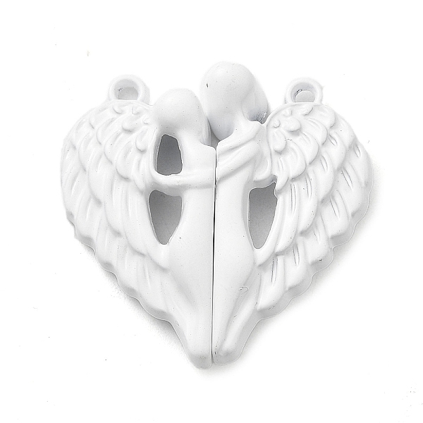 

PandaHall Spray Painted Alloy Magnetic Clasps, Heart Wing, White, 29x29.5x6.5mm, Hole: 1.8mm Alloy Heart White