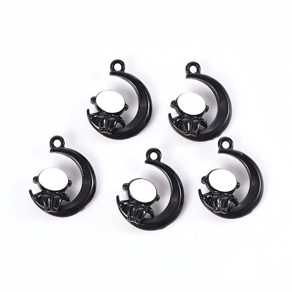 

PandaHall Baking Painted Alloy Pendants, Astronaut Sit On the Moon, Black, 18.5x14.2x6mm, Hole: 1.4mm Alloy Others Black