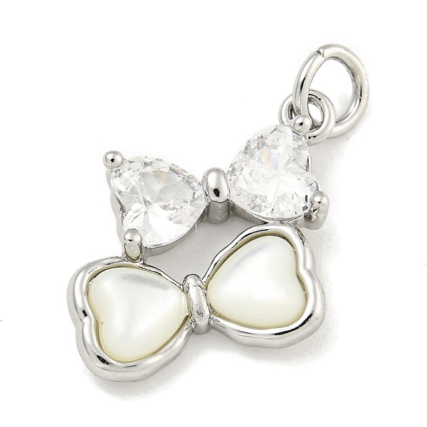 Ottone con zirconi cubici con pendenti a forma di conchiglia