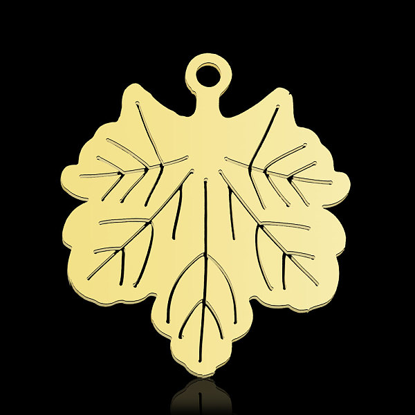 

PandaHall 201 Stainless Steel Pendants, Leaf, Real 18K Gold Plated, 21x18x1mm, Hole: 1.4mm 201 Stainless Steel Leaf