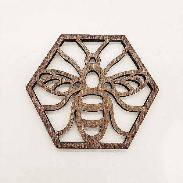 

PandaHall Wooden Cup Mats, Coaster, Bees, 120x120mm Wood Bees Brown