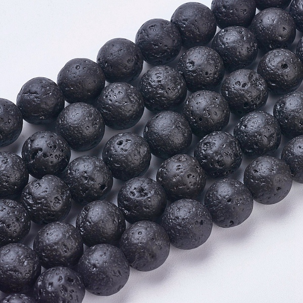 Brins de perles de pierre de lave naturelle
